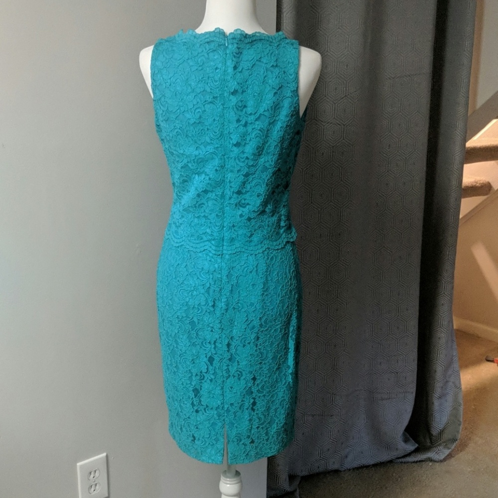 Teal Sleeveless Lauren by Ralph Lauren Sheath - Picture 2 of 7